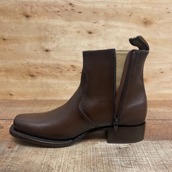 Men\'s Western Rodeo Genuine Brown Leather Half Boots with Zipper Dubai Toe 266 main image 4